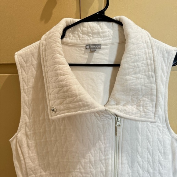 T by Talbots Womens Side Pockets Zip Up White Creamy Vest Size Large - Picture 9 of 10